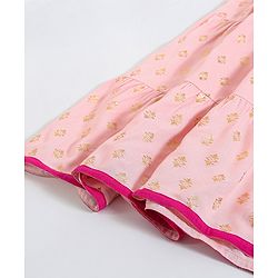 Pine Kids Sequin Choli & Gold Print Sharara with Dupatta - Peach