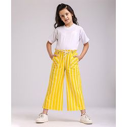 Pine Kids Printed Flared Pants with Dori Belt - Yellow
