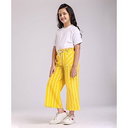 Pine Kids Printed Flared Pants with Dori Belt - Yellow
