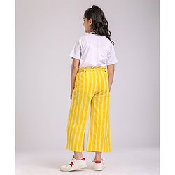Pine Kids Printed Flared Pants with Dori Belt - Yellow