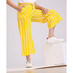 Pine Kids Printed Flared Pants with Dori Belt - Yellow