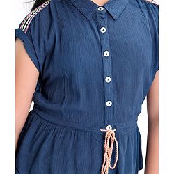 Pine Kids Indigo Top With Waist Tie Up & Palazzo - Blue