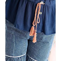 Pine Kids Indigo Top With Waist Tie Up & Palazzo - Blue