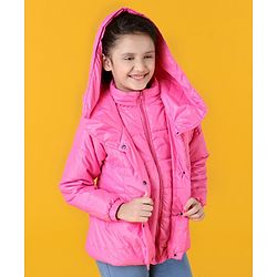 Pine Kids Full Sleeves Medium Winter Double Layered Padded Jacket - Pink