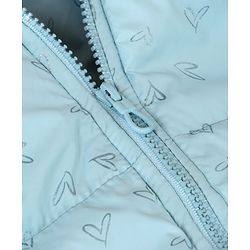 Pine Kids Woven Full Sleeves Padded Hooded Jacket with Heart Print - Light Blue