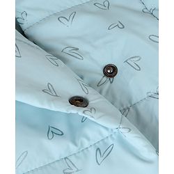 Pine Kids Woven Full Sleeves Padded Hooded Jacket with Heart Print - Light Blue