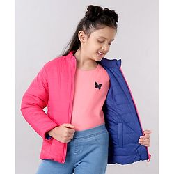 Pine Kids Full Sleeves Reversible Jacket With Pockets - Pink & Purple