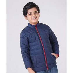 Pine Kids Full Sleeves Reversible Nylon Jacket Medium Winter - Red Blue