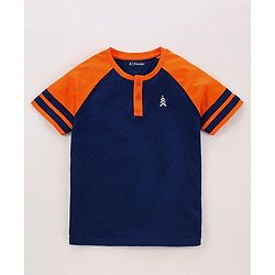 Pine Kids Half Sleeves Bio Washed Tee Striped Print - Yellow Blue