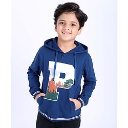Pine Kids Full Sleeve Biowash Sweatshirts Text Print - Navy