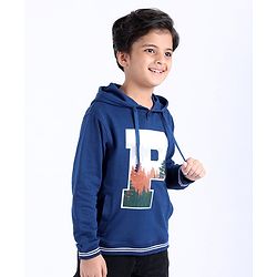 Pine Kids Full Sleeve Biowash Sweatshirts Text Print - Navy