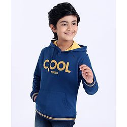 Pine Kids Full Sleeve Biowash Sweatshirts Cool Times Print - Blue