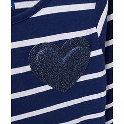 Pine Kids Full Sleeves Bio Washed Frock Heart Badge - Blue