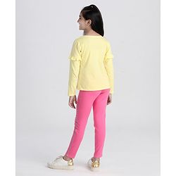 Pine Kids Full Sleeves Biowash Tee and Leggings Set - Yellow