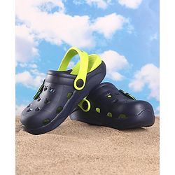 Pine Kids Clogs Cactus Patch - Navy Blue Light Green
