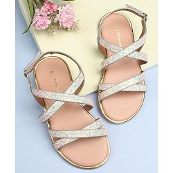 Pine Kids Party Wear Shimmered Sandals - Teal Green