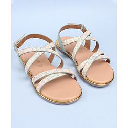Pine Kids Party Wear Shimmered Sandals - Teal Green