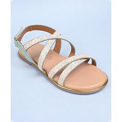Pine Kids Party Wear Shimmered Sandals - Teal Green