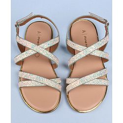 Pine Kids Party Wear Shimmered Sandals - Teal Green