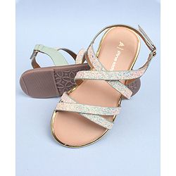 Pine Kids Party Wear Shimmered Sandals - Teal Green