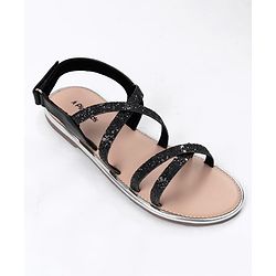 Pine Kids Party Wear Shimmered Sandals - Black