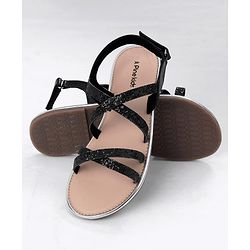Pine Kids Party Wear Shimmered Sandals - Black