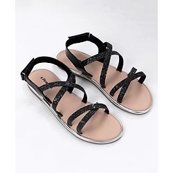 Pine Kids Party Wear Shimmered Sandals - Teal Green