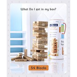 Pine Kids Premium 54 Blocks Wooden Stacking & Tumbling Tower Game for Kids |Tumbling Tower Game for Kids| Challenging Balancing Puzzle Game | BIS Certified | Birthday Gift | 5 Years+