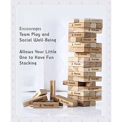 Pine Kids Premium 54 Blocks Wooden Stacking & Tumbling Tower Game for Kids |Tumbling Tower Game for Kids| Challenging Balancing Puzzle Game | BIS Certified | Birthday Gift | 5 Years+