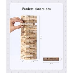 Pine Kids Premium 54 Blocks Wooden Stacking & Tumbling Tower Game for Kids |Tumbling Tower Game for Kids| Challenging Balancing Puzzle Game | BIS Certified | Birthday Gift | 5 Years+