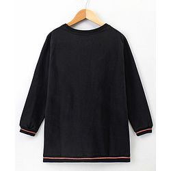 Pine Kids Full Sleeves Bio Wash Frock Heart Print - Black
