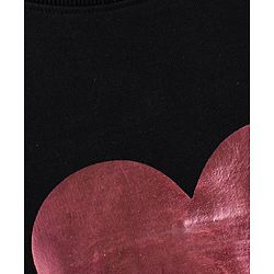 Pine Kids Full Sleeves Bio Wash Frock Heart Print - Black
