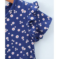 Pine Kids Short Sleeves Bio Wash Frock Floral Print - Blue