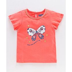 Pine Kids Half Sleeves Bio Wash Top & Legging Set Butterfly Print - Peach Blue