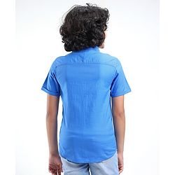 Pine Kids Half Sleeves 100% Cotton Biowashed Shirt - Blue
