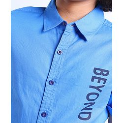 Pine Kids Half Sleeves 100% Cotton Biowashed Shirt - Blue