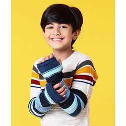 Pine Kids Half Length Woollen Glove - Blue