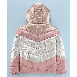 Pine Kids Full Sleeves Hooded Padded Jacket -Pink Silvet