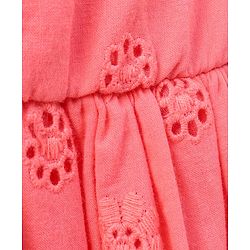 Pine Kids Sleeveless Above Knee Length Schiffli Frock with Softner Wash - Coral