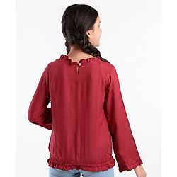 Pine Kids Full Sleeves Embroidery Top - Maroon