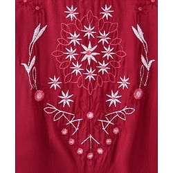 Pine Kids Full Sleeves Embroidery Top - Maroon