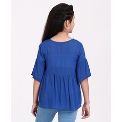 Pine Kids Half Sleeves Premium Embroidered Top - Blue