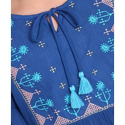 Pine Kids Half Sleeves Premium Embroidered Top - Blue