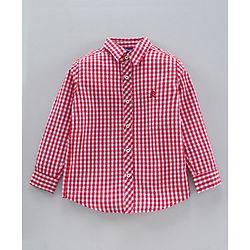 Pine Kids Full Sleeves Checks Shirt With Inner Tee - Red