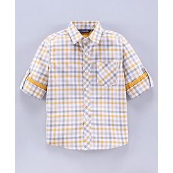 Pine Kids Full Sleeves Oxford Checks Shirt - White