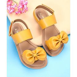 Pine Kids Sandals Bow Applique - Mustard Yellow