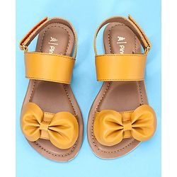Pine Kids Sandals Bow Applique - Mustard Yellow