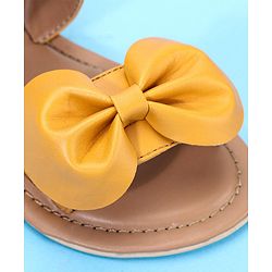 Pine Kids Sandals Bow Applique - Mustard Yellow