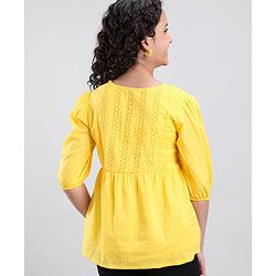 Pine Kids Full Sleeves Schiffli Top - Yellow