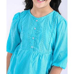 Pine Kids Three Fourth Sleeves Schiffli Top - Blue